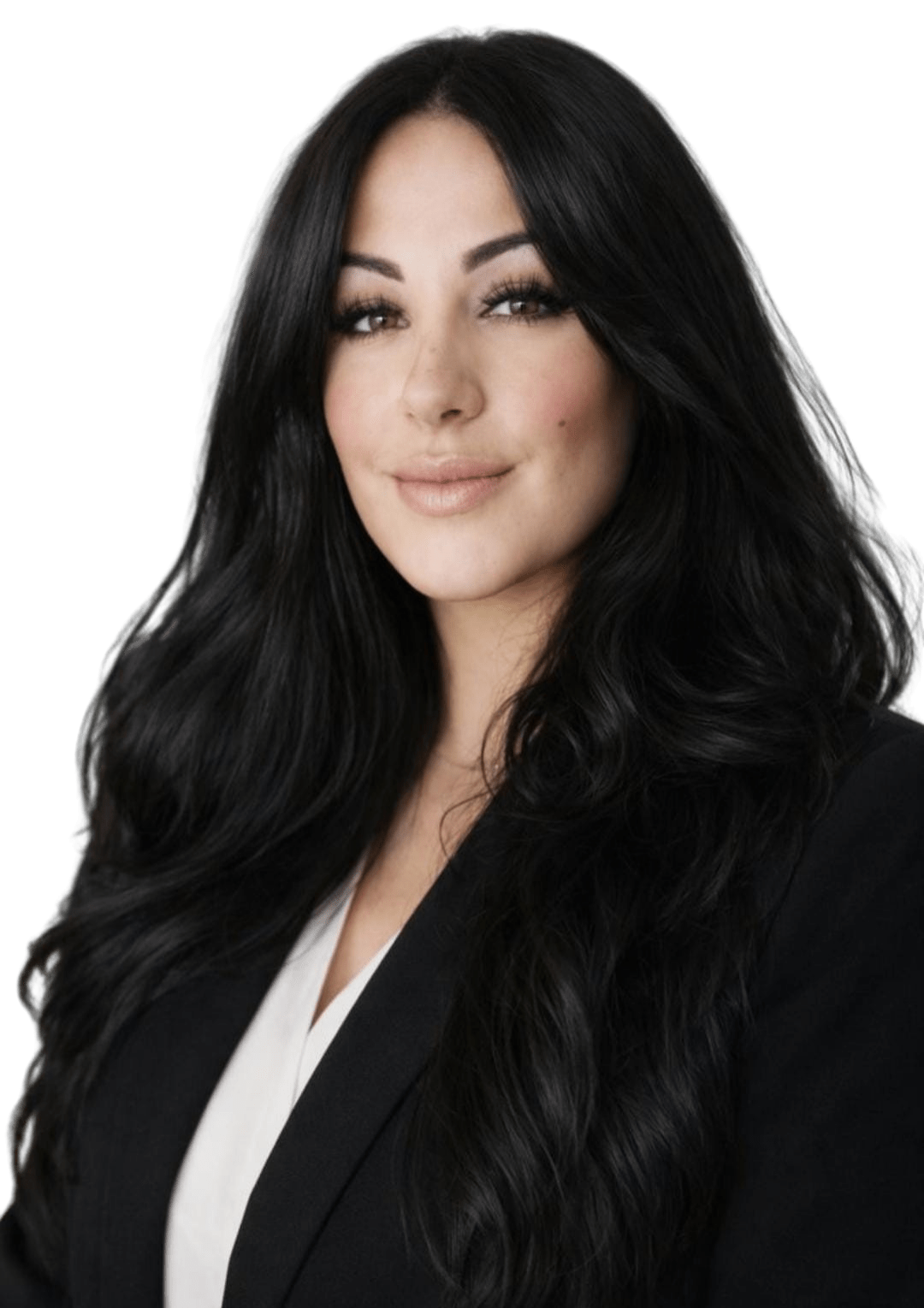 Eine freundliche Frau mit dunklem Haar im schwarzen Blazer vor neutralem Hintergrund - Betreuungsdienst Henk | Haushaltshilfe in Wildeshausen & Verden Mitarbeiterin vom Betreuungsdienst Henk Wildeshausen Verden im Portrait