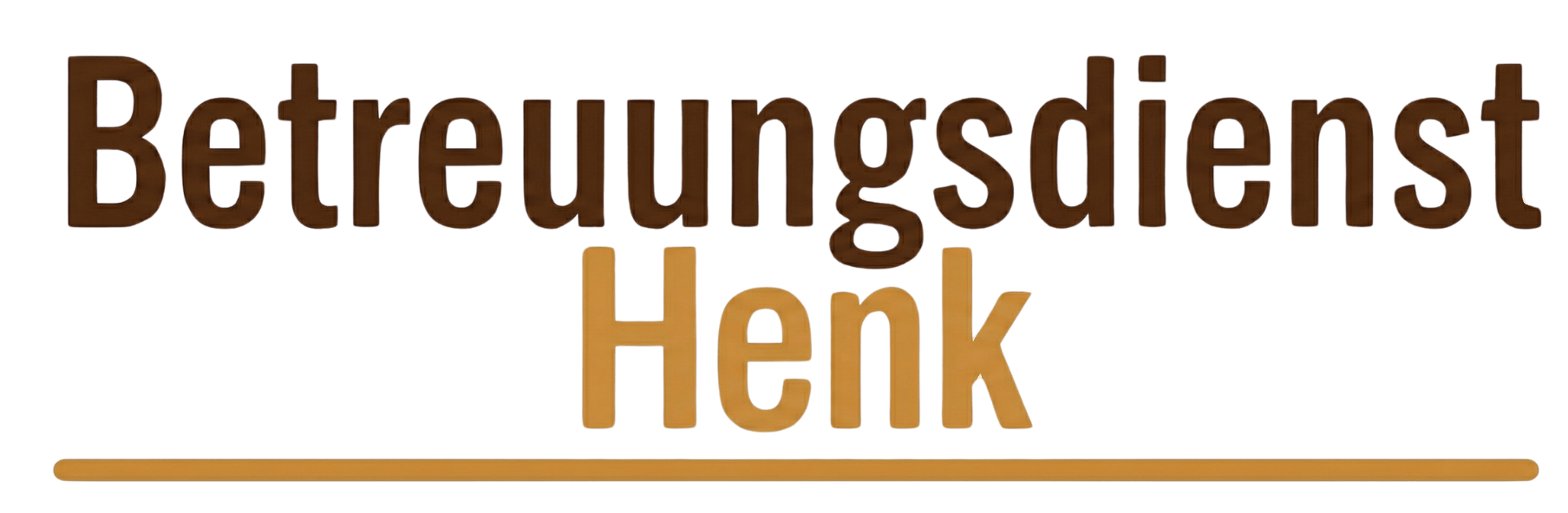 Logo vom Betreuungsdienst Henk in Braun und Gelb mit Unterstrich